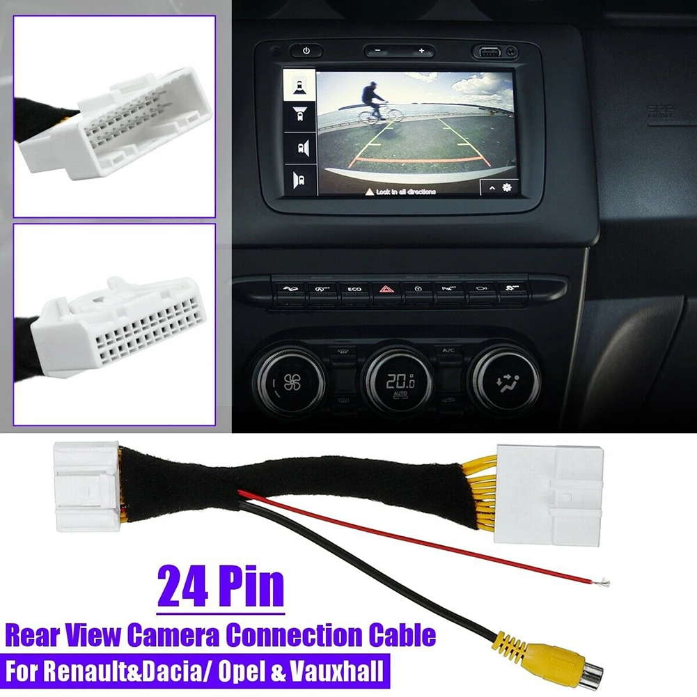 Rear View Camera Adapter Wire White Connector Yellow Wire 12V 24 Pin ABS Accessories C24 Double Head Replacement