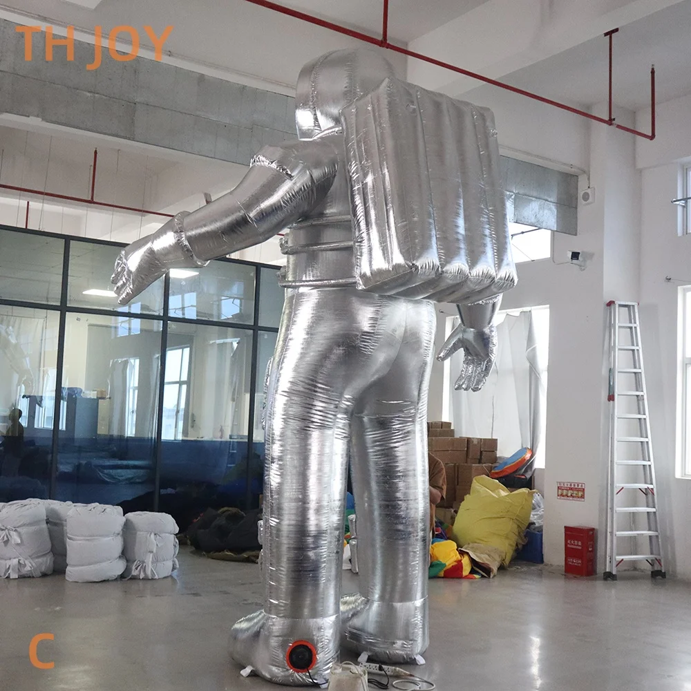 fast air ship to door,Silver shiny Advertising Inflatable Astronaut, 4m 13ft Inflatable Spaceman cartoon for outdoor Decoration