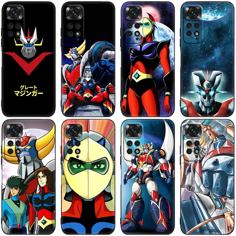 UFO Robot Grendizer Anime Black Phone Case For Xiaomi Redmi Note 12 11 11S 11T 11E 10 10T 5G 10S 9S 9 8T 7 6 Pro Silicone Cover