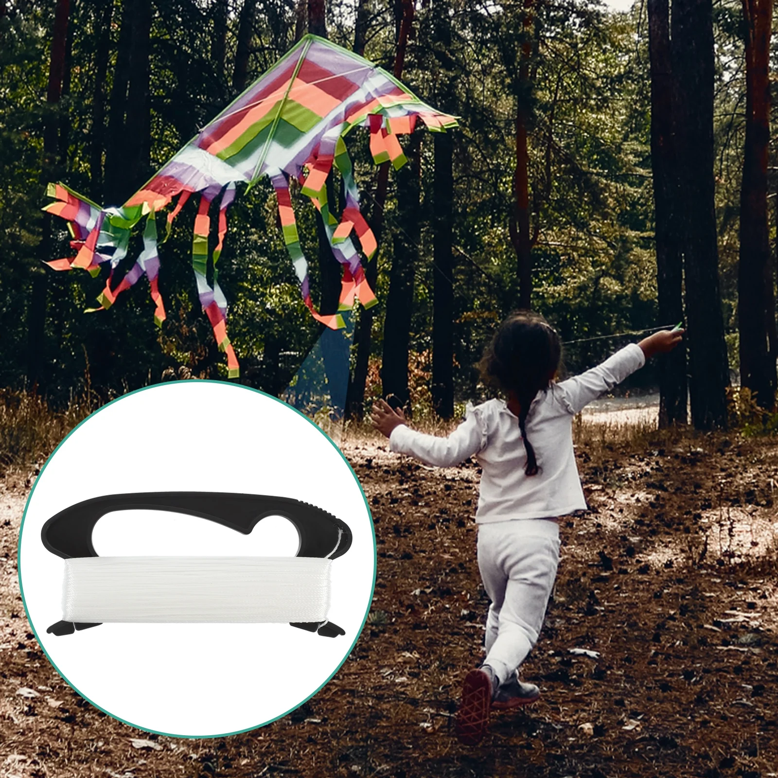 

Kite Spool with 50 Meters Kite Line Portable Outdoor Sports Tool Simple Kite Accessories for Outside (Black)