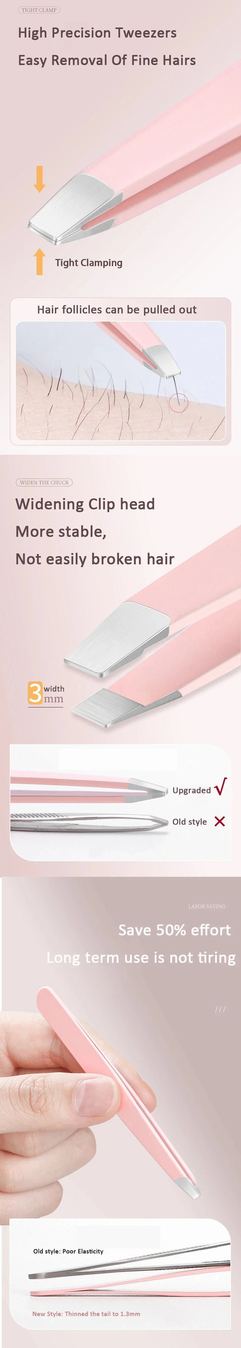 4-teiliges Augenbrauen-Clips, mehrfarbiges Pinzetten-Set für Frauen, tolle Präzision für eingewachsene Haare, Splinter, Gesichtshaarentfernung, Schönheitswerkzeug – Detail 2