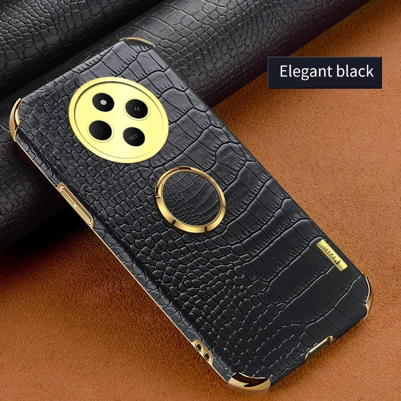 

For Honor Magic 3 5 Pro Plus 4 6 Lite 5G Phone Case Magnetic Ring Holder Crocodile Texture PU Leather Silicone Soft Cover Cases