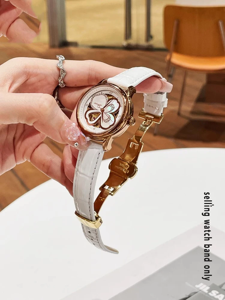 النساء فراشة مشبك جلد طبيعي حزام ساعة اليد ل Fiyta LA8262 LA8562 أي ماركة حزام موضة الأدمة حزام الساعات سوار