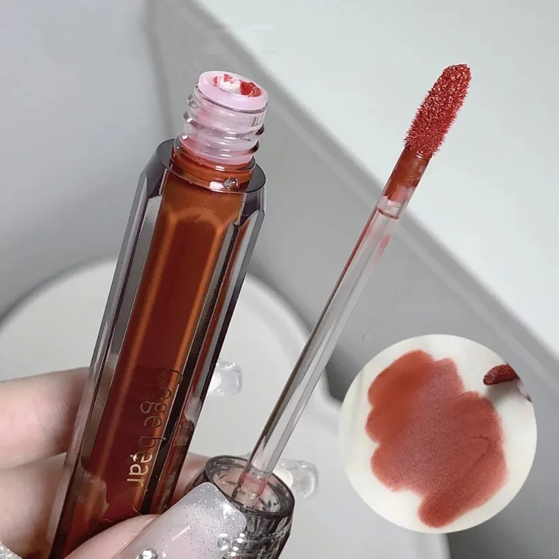 Gege Bear Velvet Matte Mist Batom de longa duração com alto pigmento de cor copo antiaderente veludo brilho labial para maquiagem diária