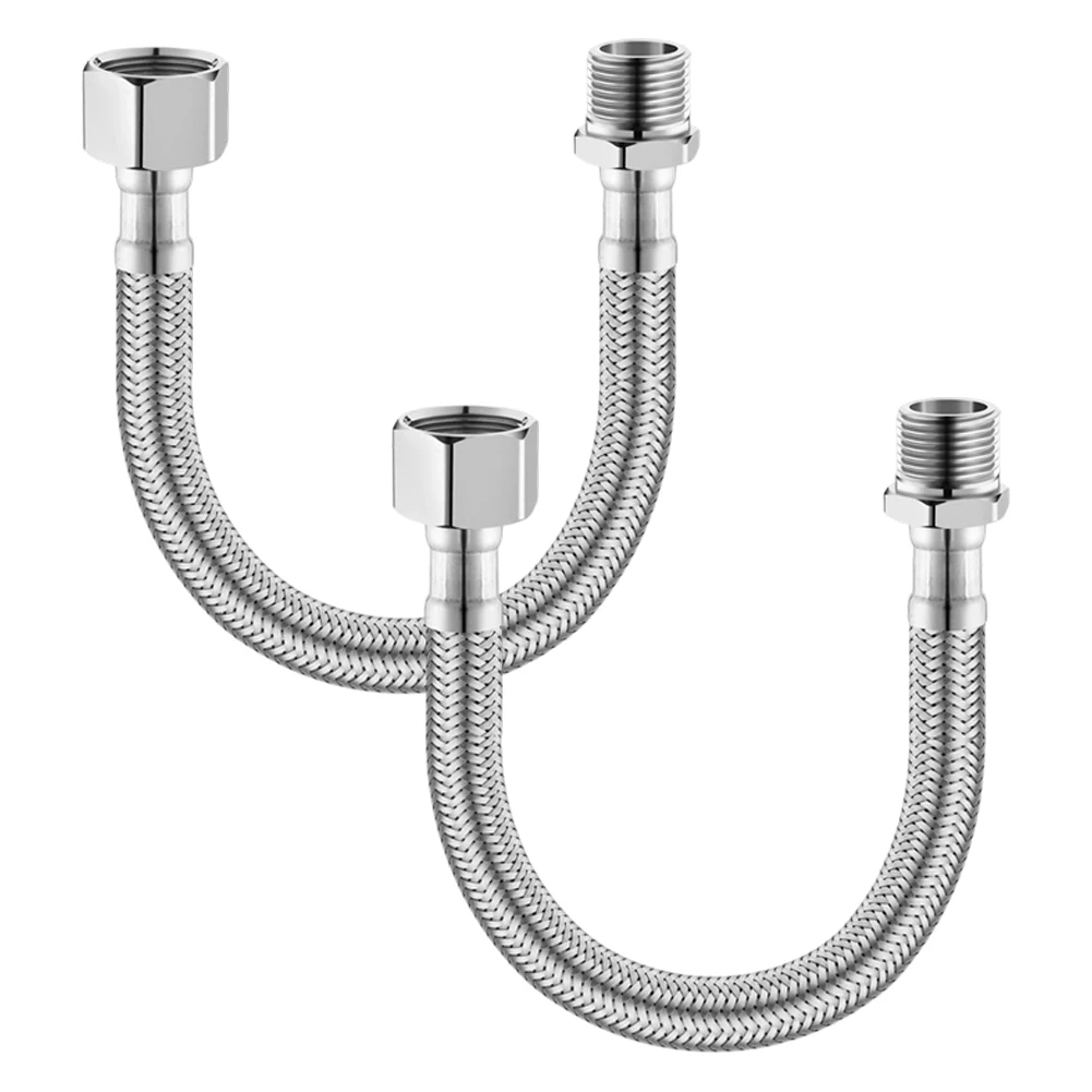 Stainless Steel 3/8 Inch Inlet Hose for Tap Connection in Domestic Water Systems Including Kitchen and Bathroom