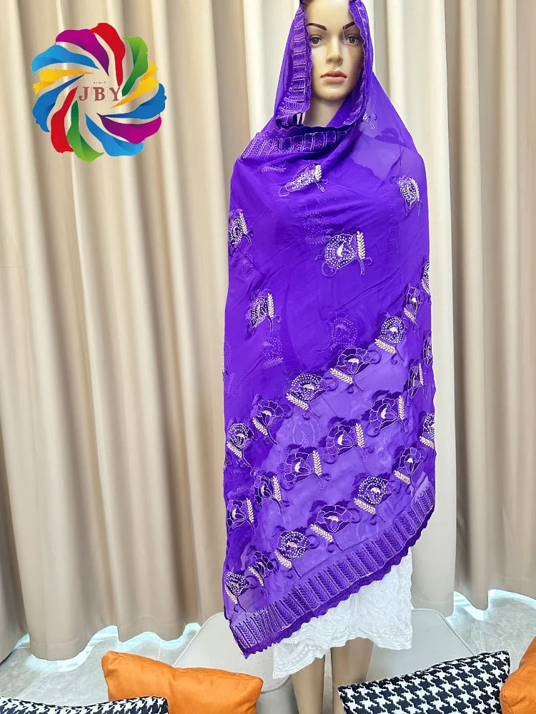 2023 baru syal wanita Islam Afrika syal modis Pashmina Turban doa sifon 200*100 syal bordir bungkus Hijab Muslim untuk wanita