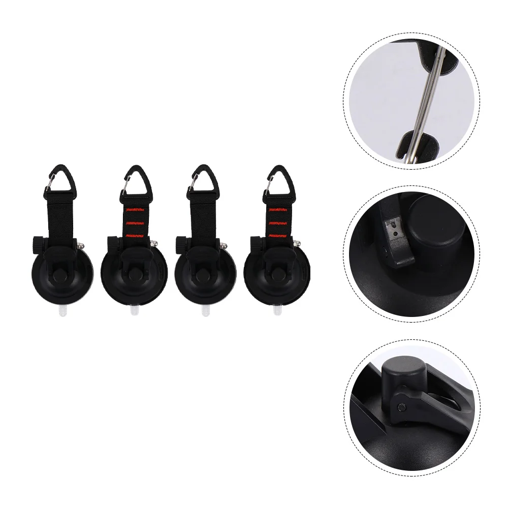 

4pcs Suction Cup Hooks Durable Lightweight Outdoor Camping Tarp Accessories Securing Tie Down Hook Travel Kayaking