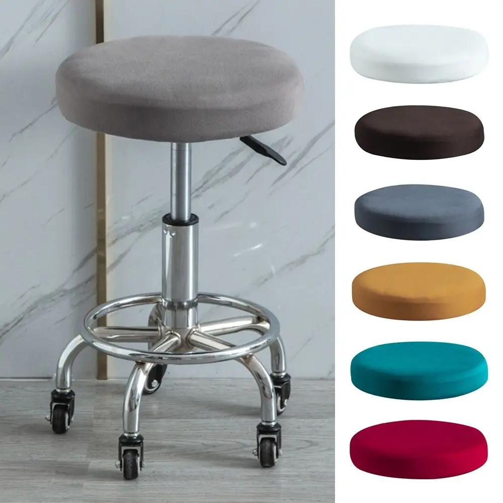 Chair Sleeves Elastic Round Chair Cover Thickened Stretchable Bar Stool Sleeve Solid Color Comfortable Chair Slipcover