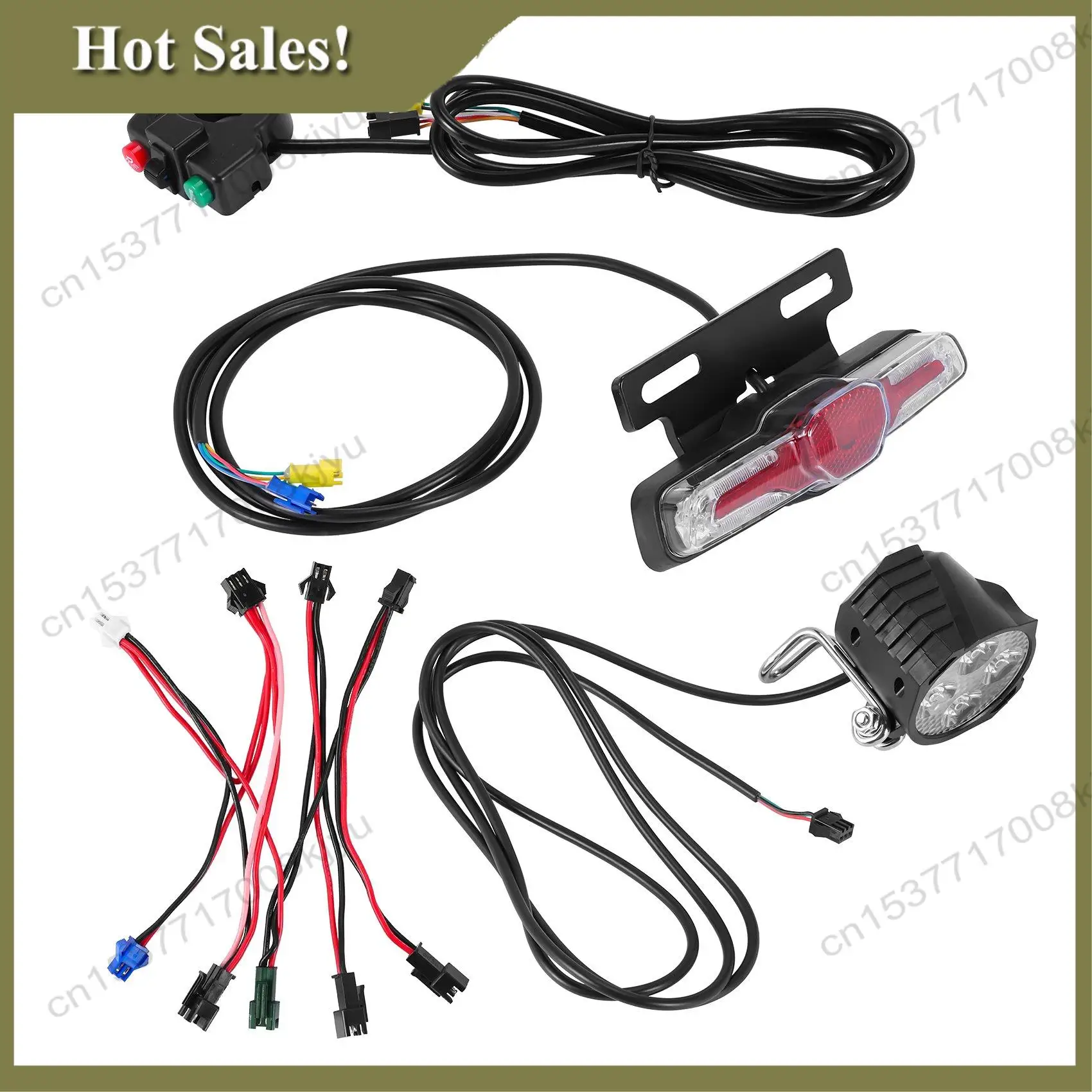 -A23G 12V-80V 12W 300 Lumen LED Front Light With Built-In Horn 36V-60V 5W Rear Light With Brake And Turn Function Switch For Ele