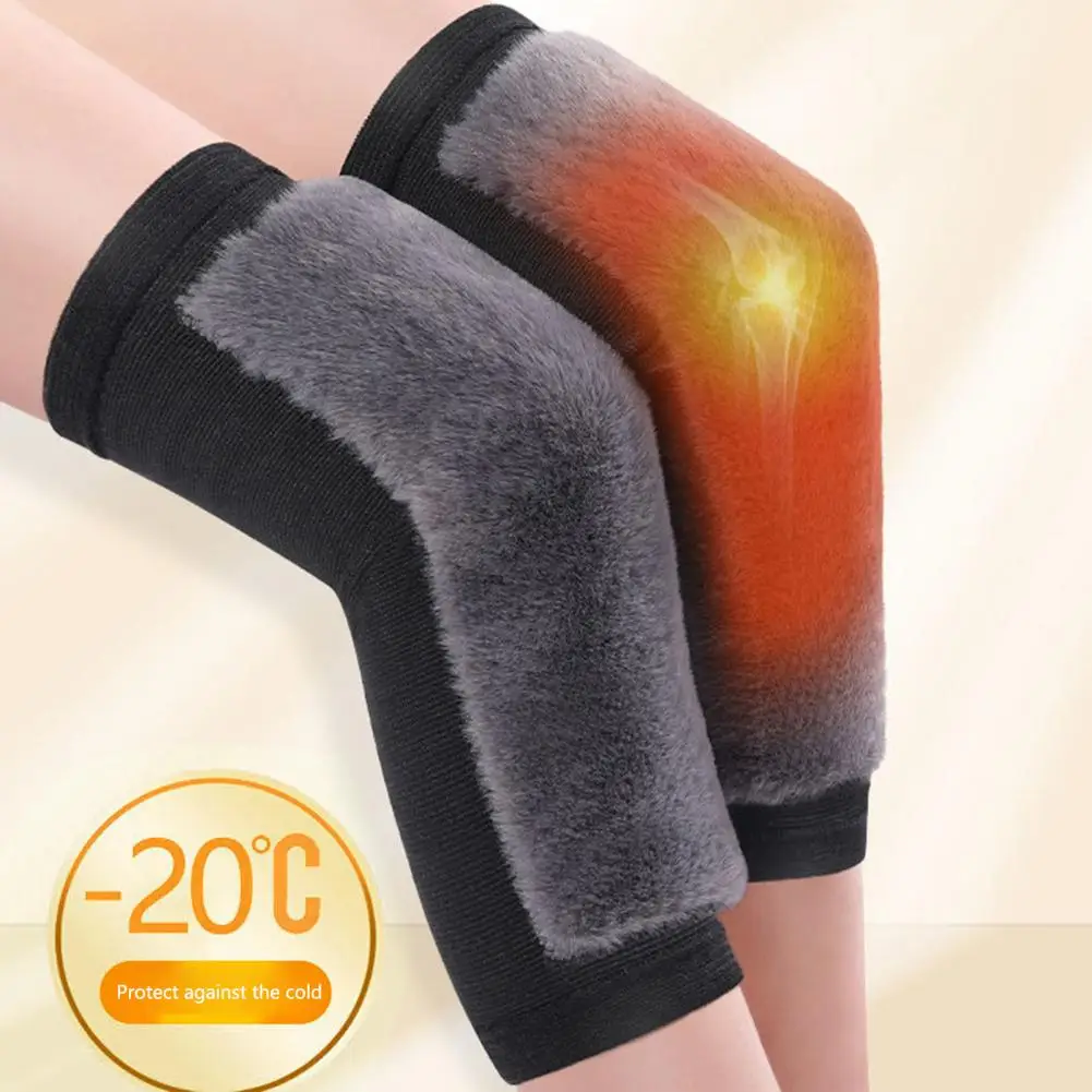 Fast Heating Cashmere Knee Pads Winter Warm Men Women Double Thick Plush Velvet Protection Knee Warmers Sports Knee Braces