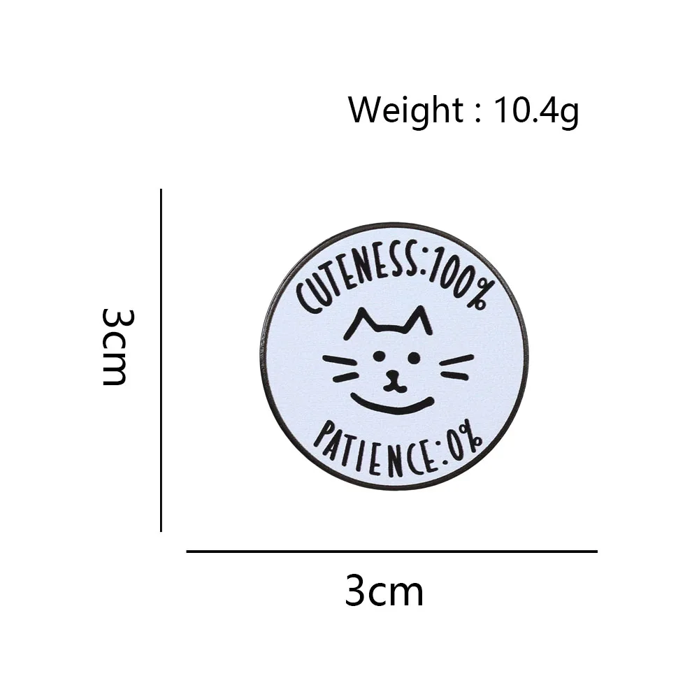 Lustige Katzen-Emaille-Pins Niedlichkeit 100% Geduld 0% Tier-Broschen Kreative und Humorvolle Abzeichen Schmuckgeschenk für einen Freund – Detail 3