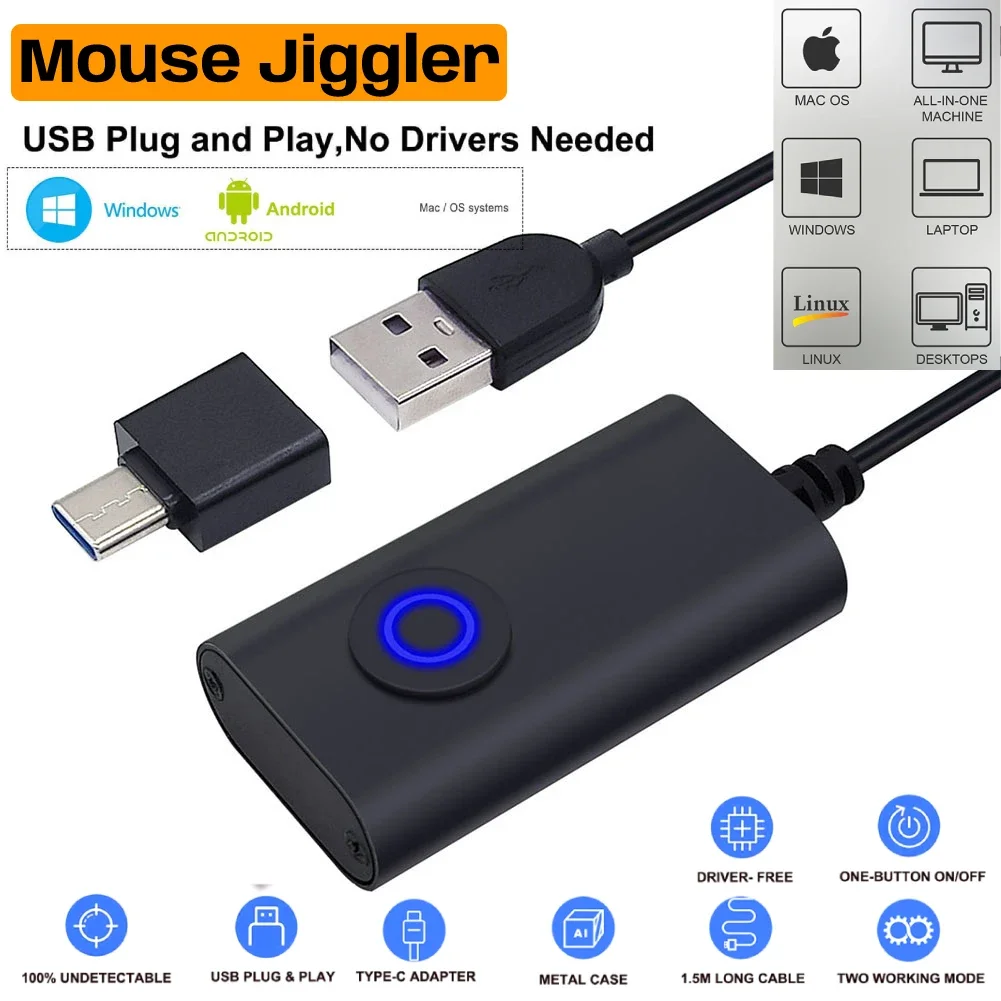

Mouse Jiggler Mouse Mover Mouse Movement Simulator With ON/Off Switch And USB Port Driver-Free Mouse Movement Simulation Mouse