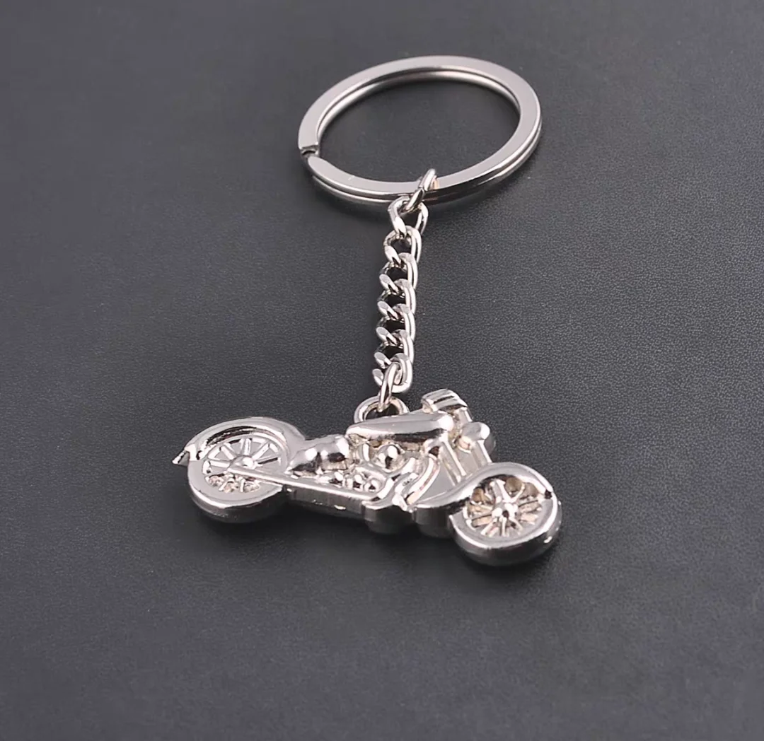 Metal Silver Motorcycle Pendant Key chain