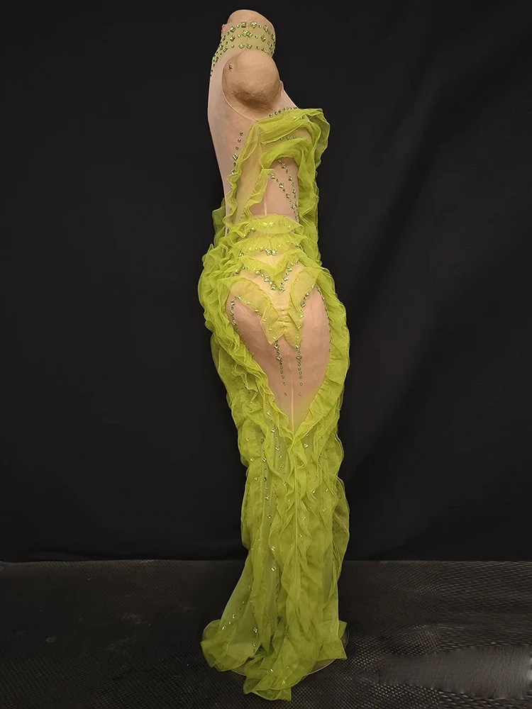 Hochwertiges Heißpräge-Chiffon-Wellen-Mesh-Fischschwanzkleid 2025, neue Mode, individuelle Damenbekleidung