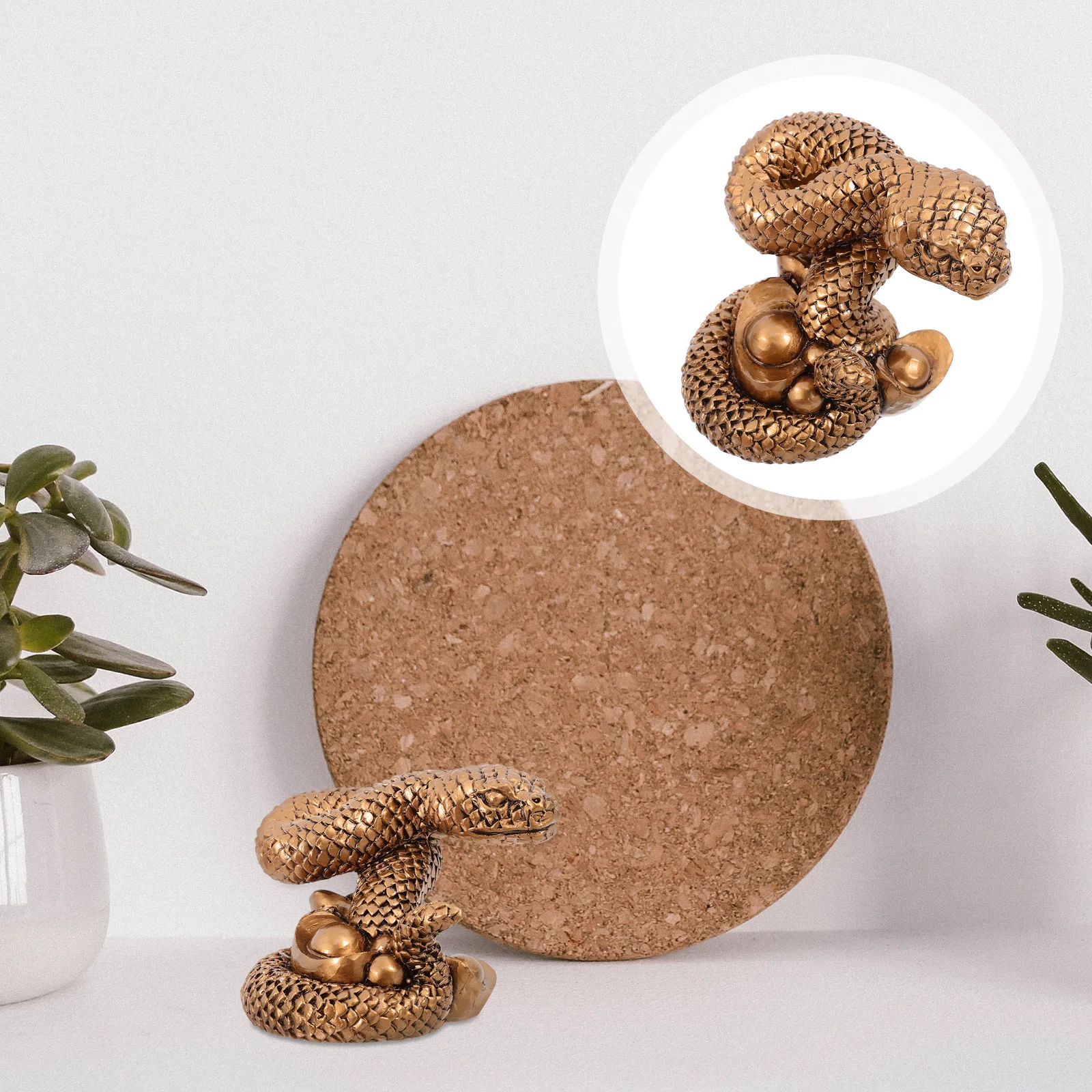 

Snake Yuanbao Resin Ornament Vivid Resin Snake Craft Decoration for Home Garden Desktop Animal Statue Decor Home Decor