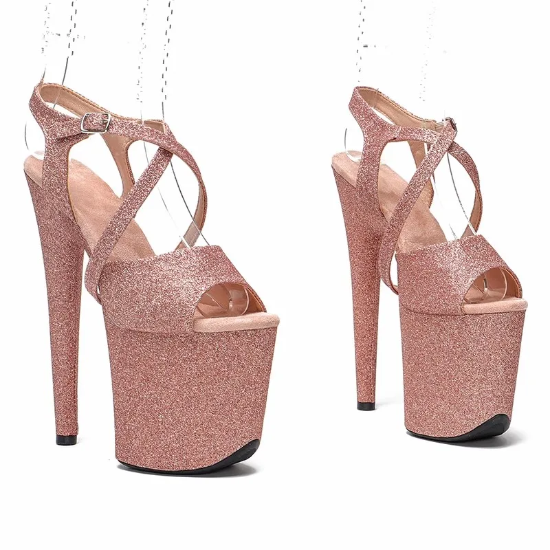 Women New 20CM/8inches Glitter Upper Sexy Exotic High Heel Platform Party Sandals Pole Dance Shoes Model Shows Sandals 221