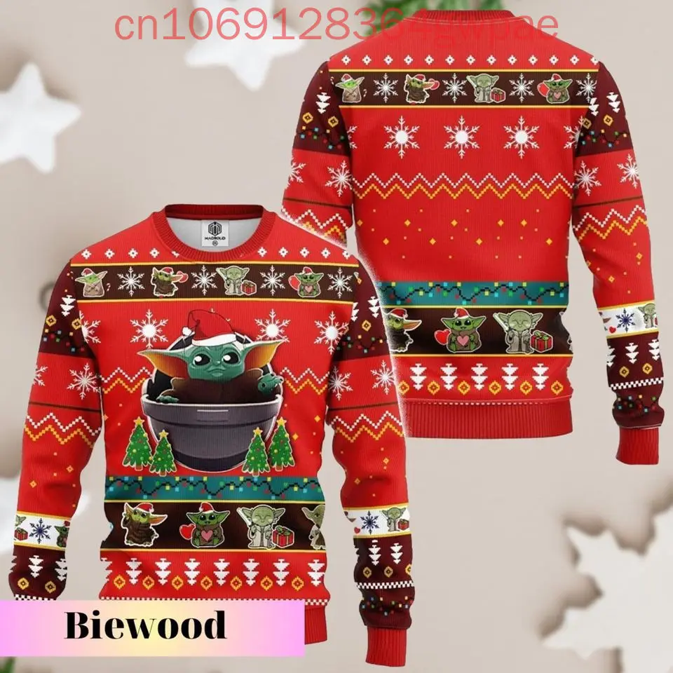 Disney Baby Yoda Weihnachten Hässlicher Pullover Herren Damen 3D Hässlicher Pullover Disney Hässlicher Weihnachtspullover Weihnachtsgeschenke Pullover Tops