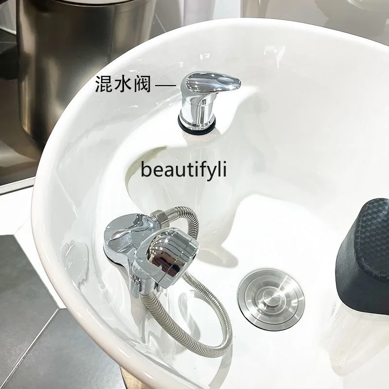 Hair salon special shampoo bed faucet switch barber shop hot and cold mixing valve flush bed universal
