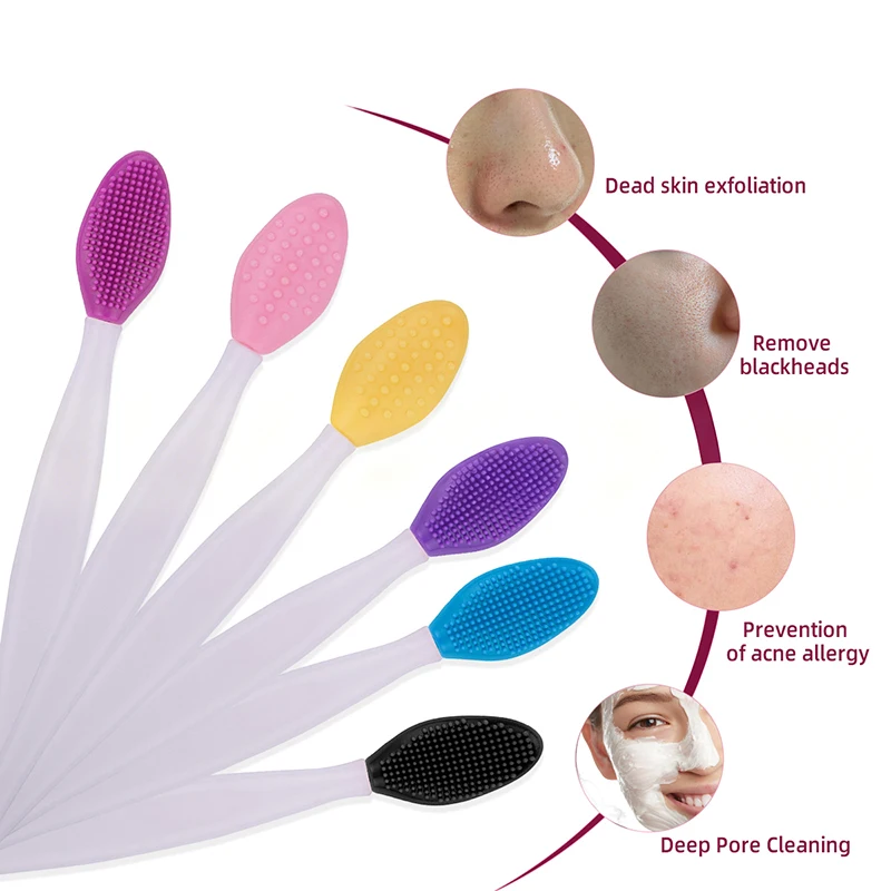 Double-headed Silicone Brush Skin Care Lip Exfoliating Facial Cleansing Face Scrub Nose Clean Brush Lipstick Lip Balm Applicator