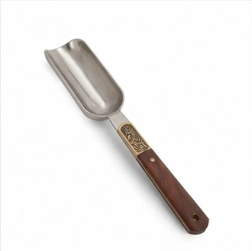 Wood Handle Tea Spoon Metal Construction Retro Style Kitchen Coffee Bean Scoop for Loose Tea Grain Sugar Cube Candy Canister