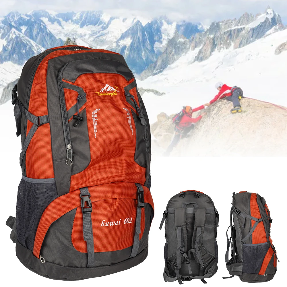 Zaino casual da 60 litri, con spallacci larghi e regolabili, grande capacità, ideale per escursioni, resistente agli strappi, dotato di molteplici tasche e spallacci regolabili, adatto per viaggi,