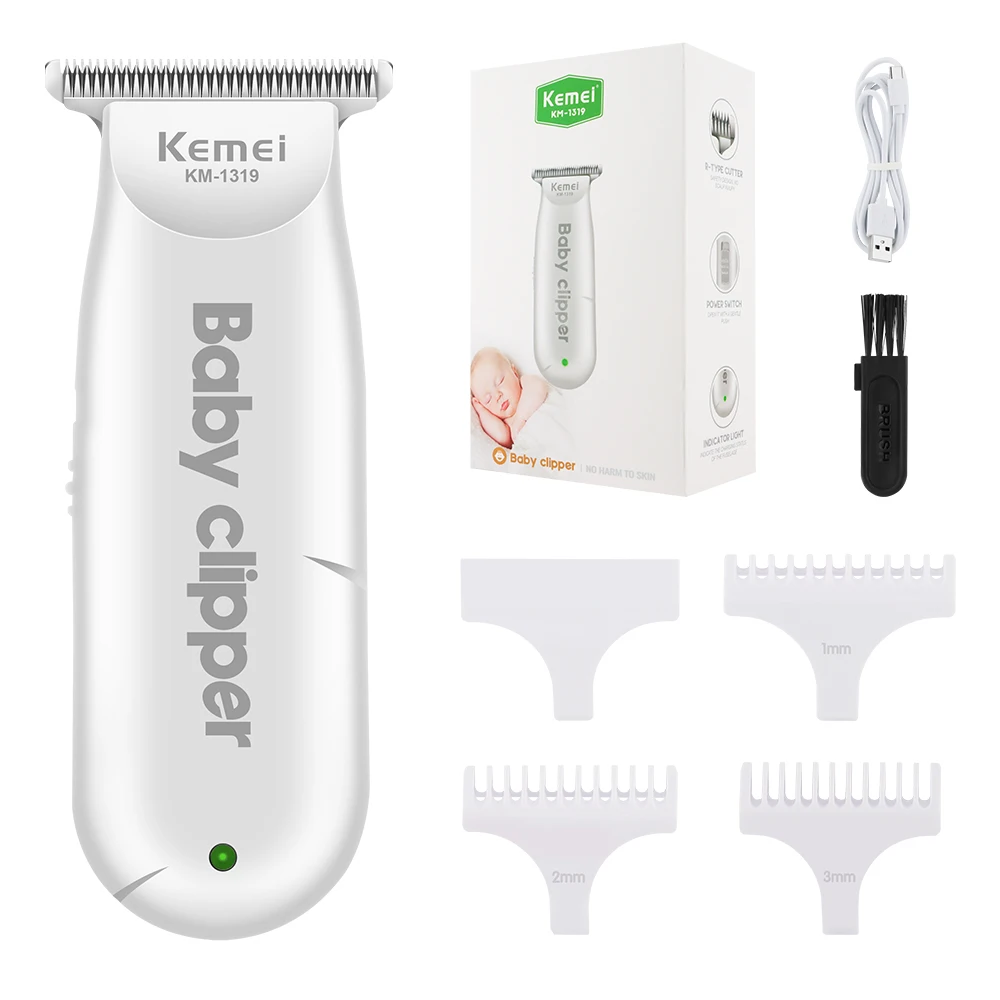 Kemei 1319 Electric Baby Hair Trimmer Portable Mini Kids Hair Cutting Machine Low Noise Hair Clipper Rechargeable Shaver Mute