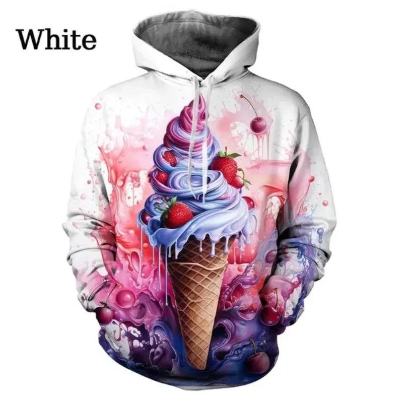 

New 3D Delicious Ice Cream Print Hoodies For Men Kid Fashion Streewtear Hooded Sweatshirts Girl Funny Pullover Y2k Cute Clothing