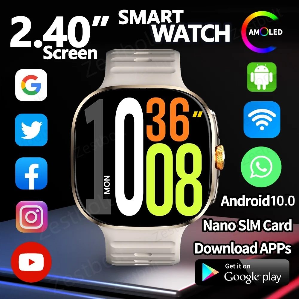 

M99 Smartwatch Smart Watches With 190° Rotating Camera GPS Position WIFI Compass App Download Android 10.0 2.4inch Larger Screen