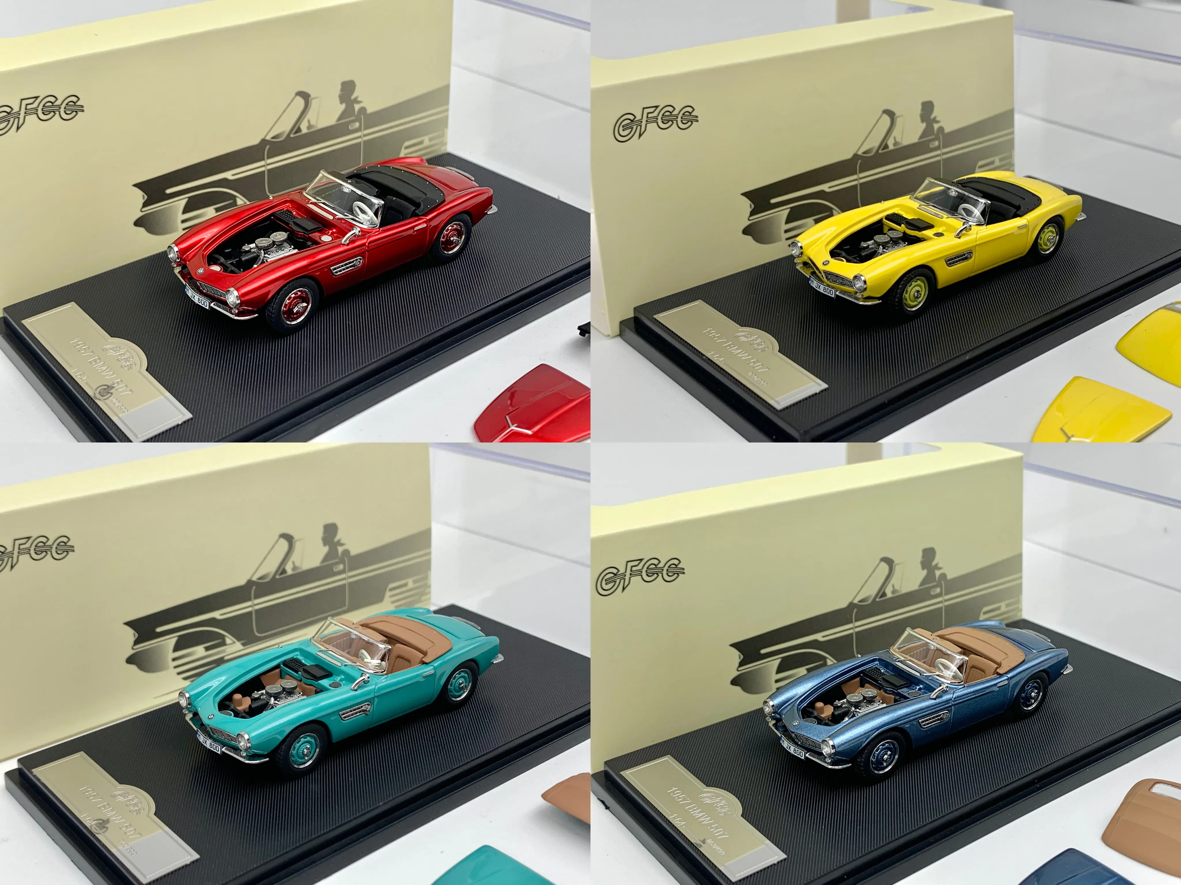 Diecast GFCC 1:64 Scale 1957 BMW 507 Convertible Magnetic Front Cover Alloy Car Model