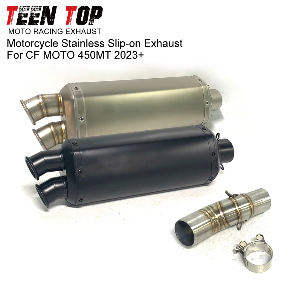 For CF MOTO 450 MT Exhaust Muffler Middle Link Pipe 51mm Motorcycle 450MT 2023+ Slip-on Exhaust Stainless Steel Connect Tube