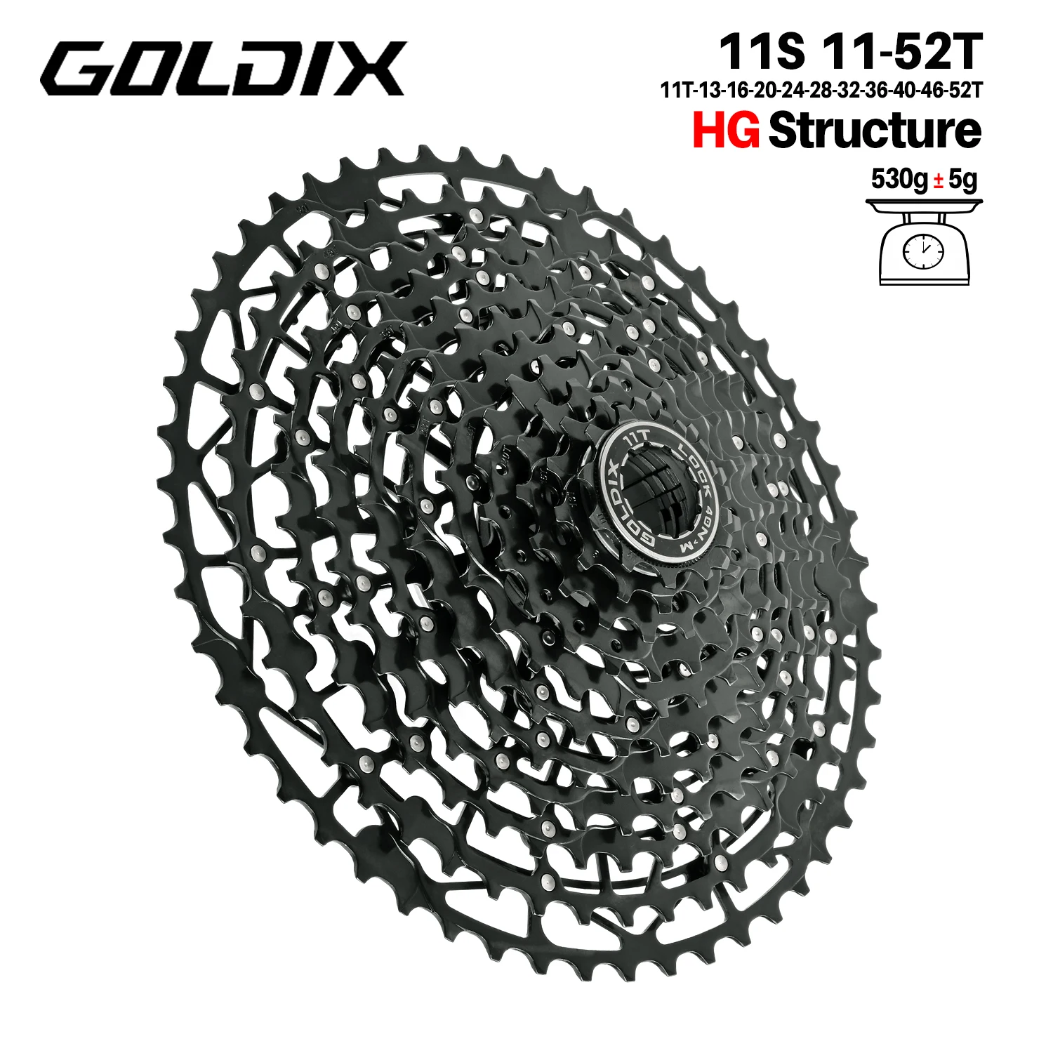GOLDIX Ultralight Fiets Cassette Vrijloop Koolstofstaal Materiaal 9/10/11/12/13 Speed HG Structuur Tandwiel voor Mountainbike