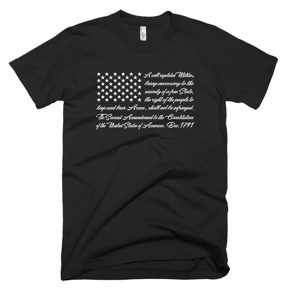2nd Amendment Text USA Flag Patriotic Gun Rights T-Shirt 100% Cotton O-Neck Short Sleeve Summer Casual Mens T-shirt Streetwear