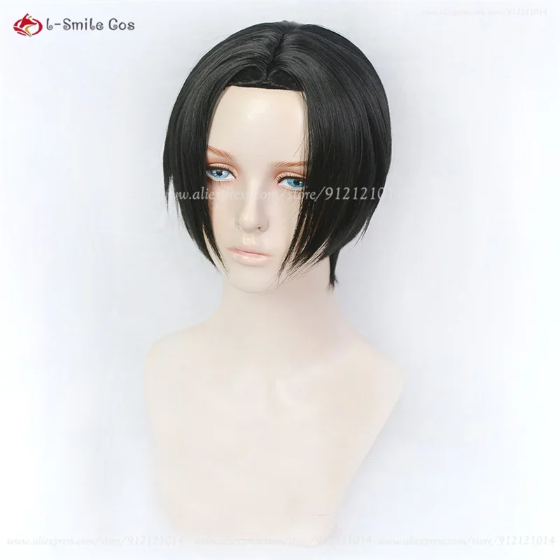 Anime Adult Manjiro Sano Cosplay Wig Black Short Mikey Anime Cosplay Wig With Tattoo Stickers Heat Resistant Hair + Wig Cap