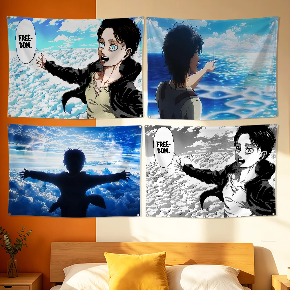 Art Eren Jaeger Freedom Funny Flag Polyester Printing Banner For Bedroom Living Bar Garden Garage Wall Art Out Door Decoration