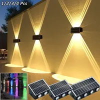 4/6/8LED Solar Wall Spotlight Outdoor Upper And Lower Lighting Solar Powered Waterproof Streetlight for Balcony Courtyard Garden