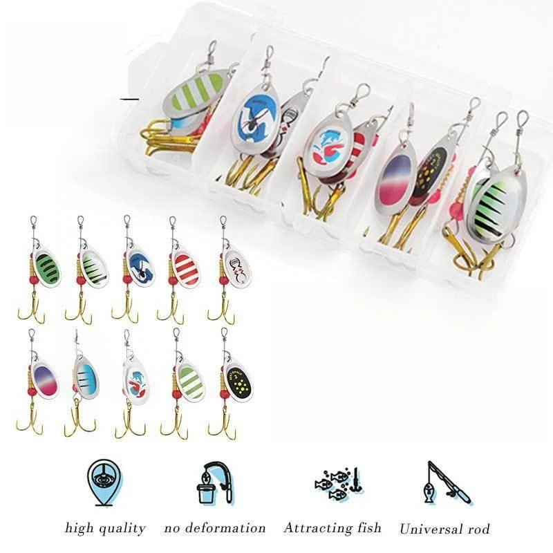10 Pieces/box, Three Hooks, Micro Objects, Lure, Lure, Metal Fishing Gear Accessories, Rotating Sequins, 2 Boxes