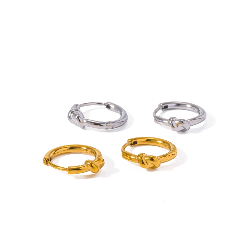Modische, leichte, knotenförmige Creolen, 18 Karat vergoldeter Edelstahl, klassischer Schmuck, Geschenk für Frauen – Detail 3