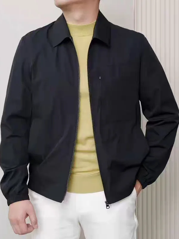 سترة رجالية خفيفة الوزن بسحاب، مناسبة للأعمال والملابس غير الرسمية، سريعة الجفاف، توفر حماية من الشمس، أنيقة للربيع والصيف، ت...