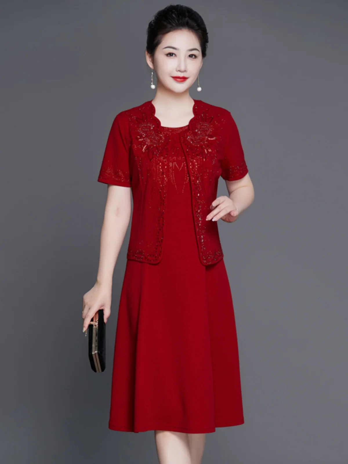 

Elegant Two-Piece Wedding Dress Set for Mothers of the Bride Fashionable plus Size Summer Attire Formal Evening Party Wear