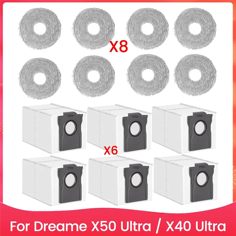 ABVI-мешки для пыли и подушечки для швабры, замена для Dreame X50 Ultra/X40 Ultra, робот-пылесос, мешки для пыли, подушечки для швабры