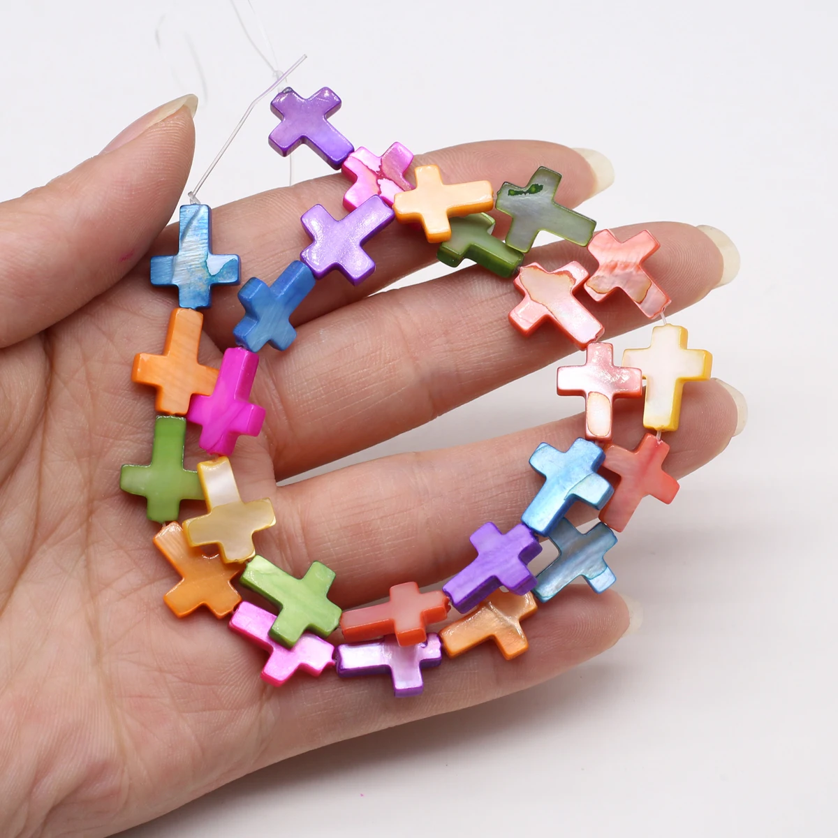 12x15mm Bunte Natürliche Süßwasser Shell Perlen Kreuz Form Lose Perlen für Schmuck Machen DIY Halskette Armband Zubehör