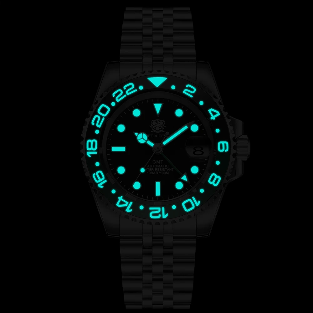 Montre mécanique Shoous Gstuff pour homme, acier inoxydable, verre saphir, mouvement automatique, NH34