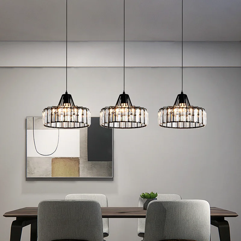 

Nordic LED Pendant Light Round Modern Iron Chandelier for Kitchen Island Dining Room Black Rest Area Glass Lighting Fixtures