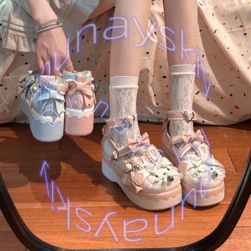 

Lolita Princess platform high-heeled shoes for sweet girls Lolita JK small leather shoes with platform Mary Jane style shoes