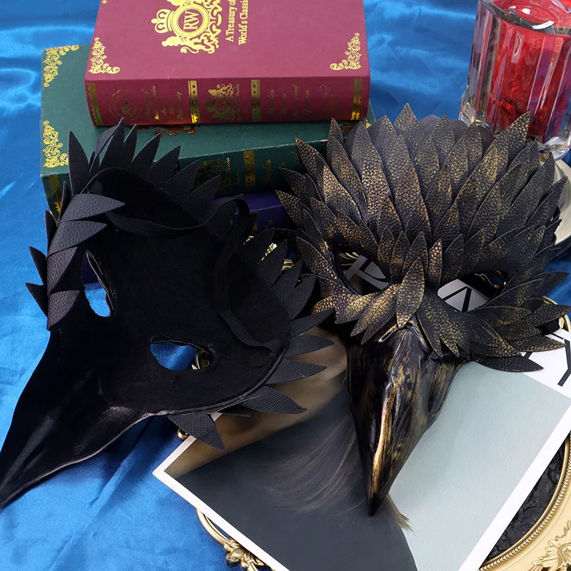 펑크 버드 비크 이글 하프 페이스 마스크 코스프레 동물 새 입 가죽 마스크 할로윈 카니발 드레스업 파티 코스튬 소품