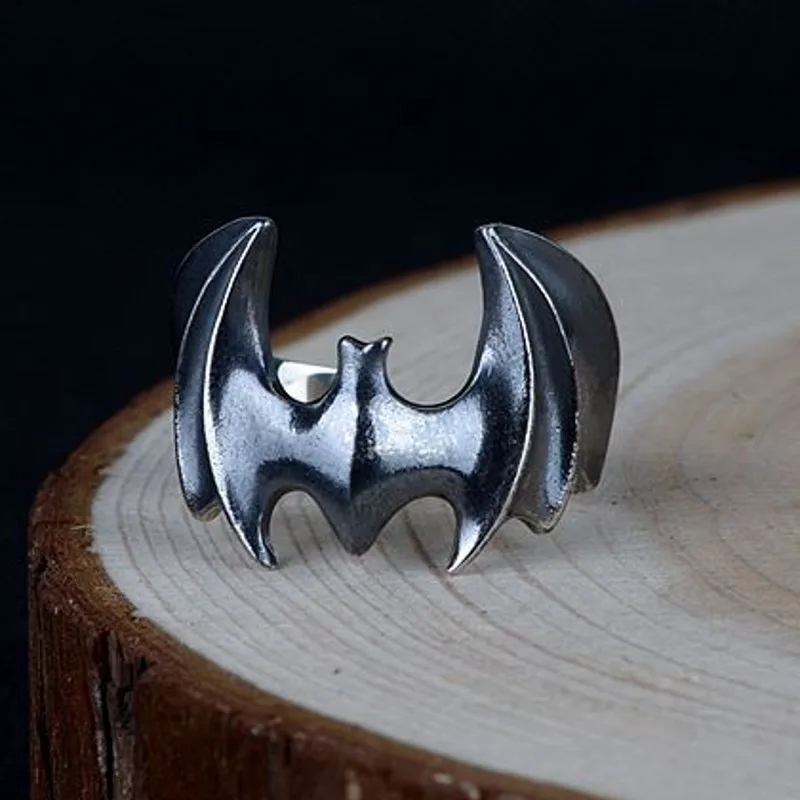 BOCAI S925 Sterling Silver Rings for Men Women New Fashion Bat-shaped Simple Pure Argentum Hand Jewelry Wholesale