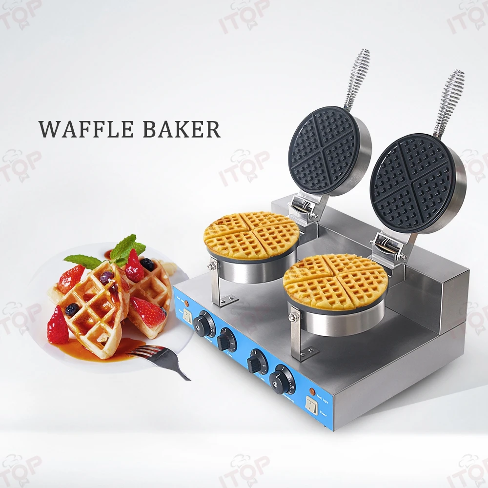 

ITOP WF-2 Double Head Waffle Machine 4-piece Waffle Forming Machine Snack Machine Non-stick Pan Commercial 2000W 50-300℃