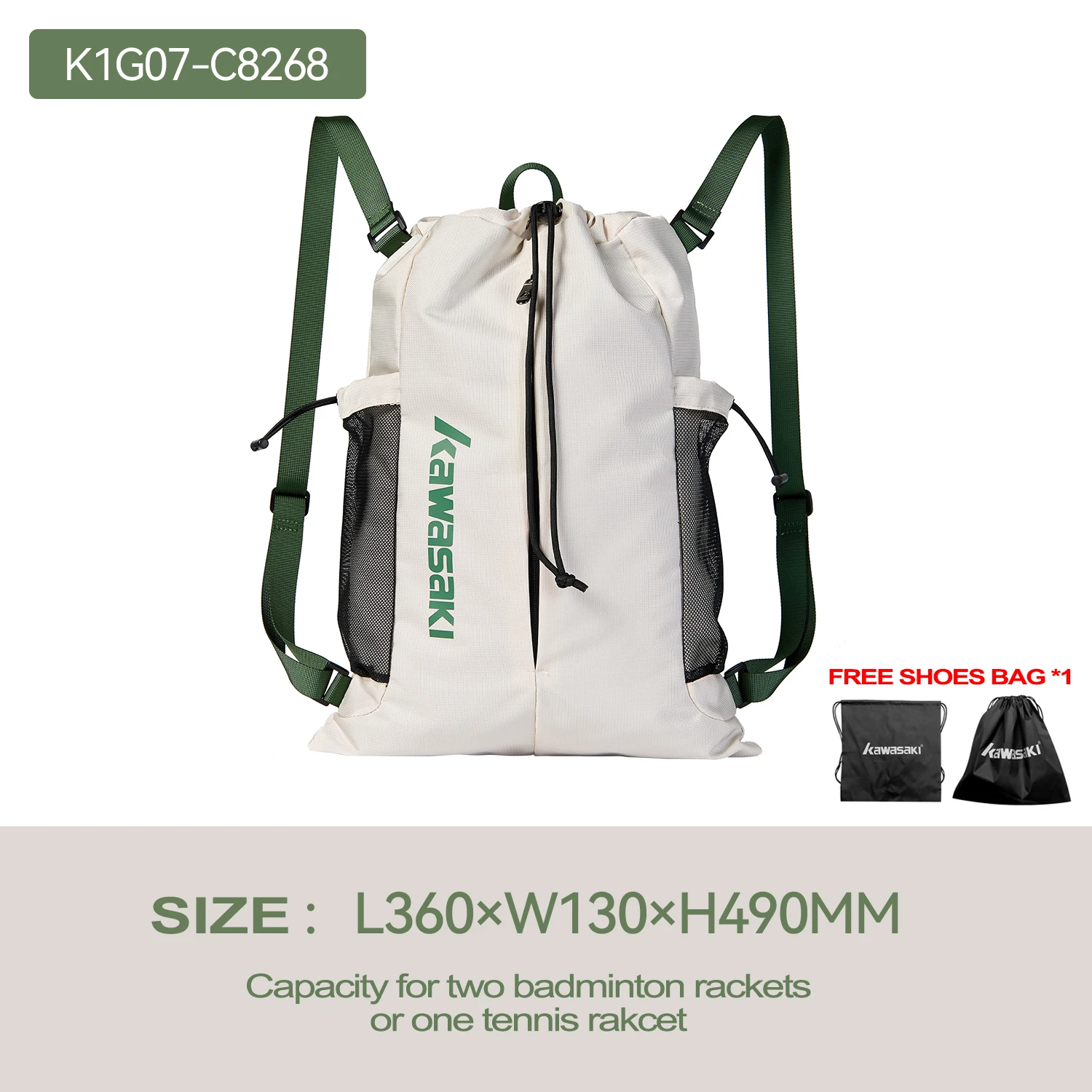 Kawasaki NEW Badminton Bag Designed For Two Rackets Large Capacity