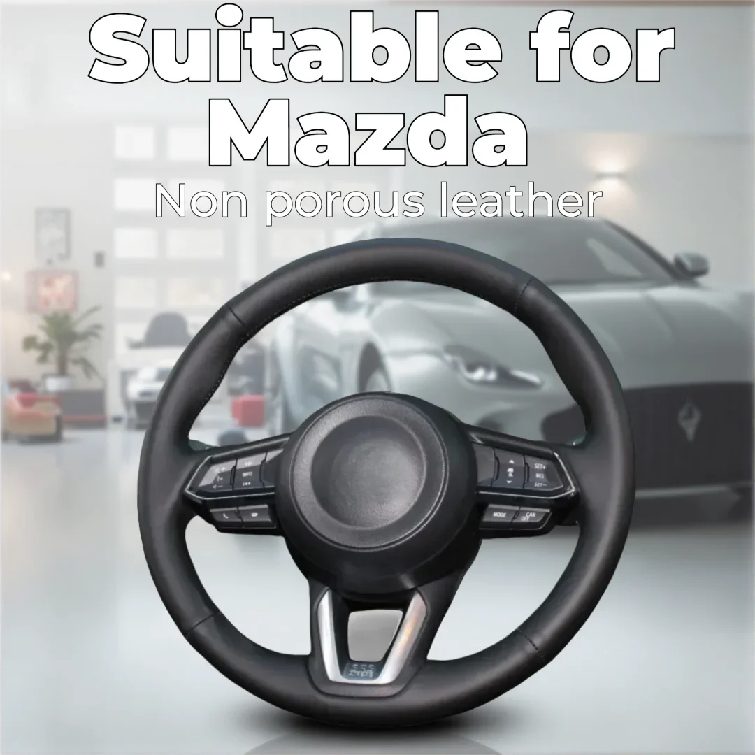 Suitable for Mazda 3 Axela leather steering wheel cover with no holes and hand seams CX-5CX-30CX50 Mazda 6 Ruiyi CX4