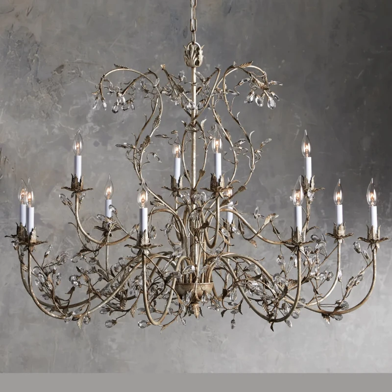American luxury elegant silver leaf crystal chandelier home decoration living room bedroom hotel